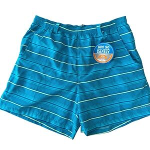 Columbia Men's Medium Striped Swim Trunks - Blue & Green - NWT